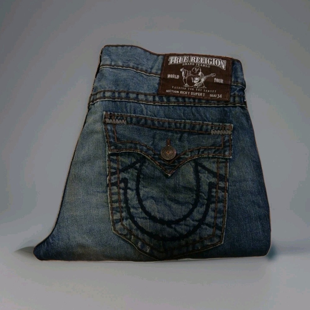 Vintage True Religion Ricky Super T Jeans Men's Size 38 x 36 Made in USA Thick